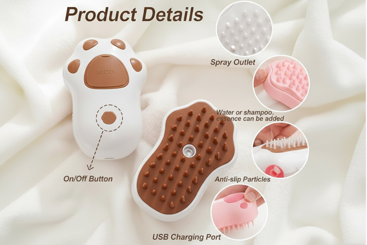 Arix™ 3 in 1 Steamy Paw Shape Brush